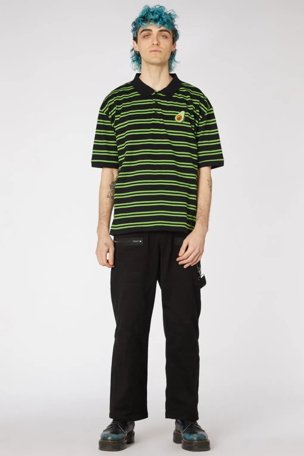 Avocado Stripe Polo Top