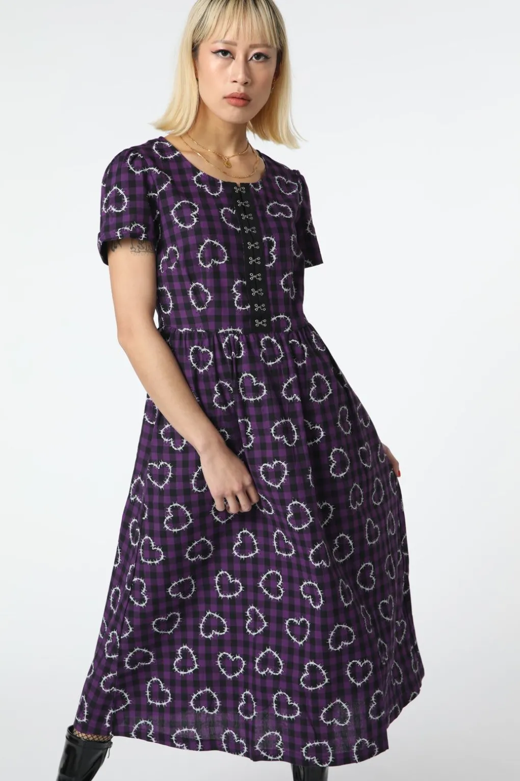 Barbed Heart Check Dress