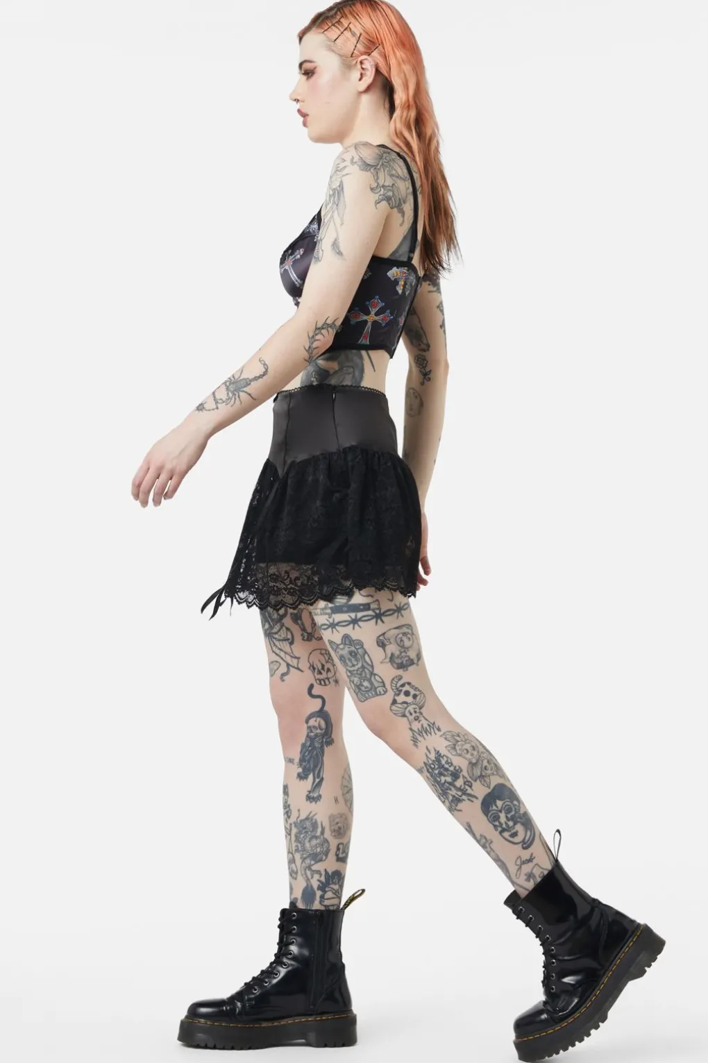 Boudoir Satin Lace Skort