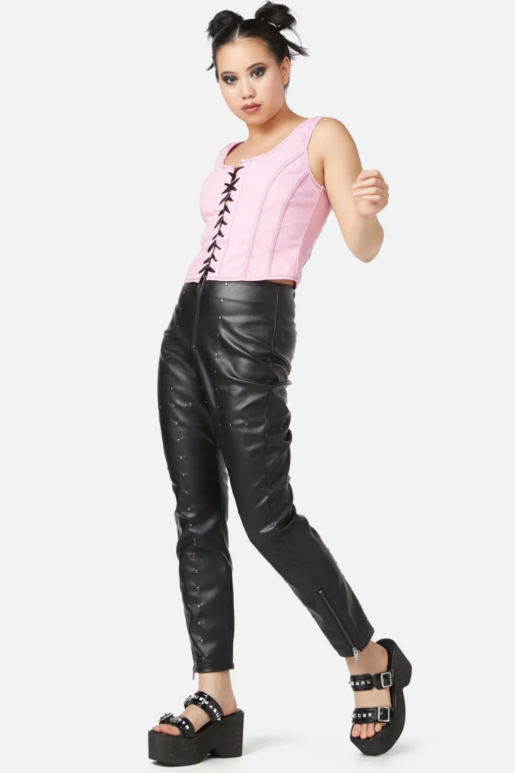 Contrast Grunge Corset Top