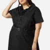 Curve Metal Collar Tip Punk Dress