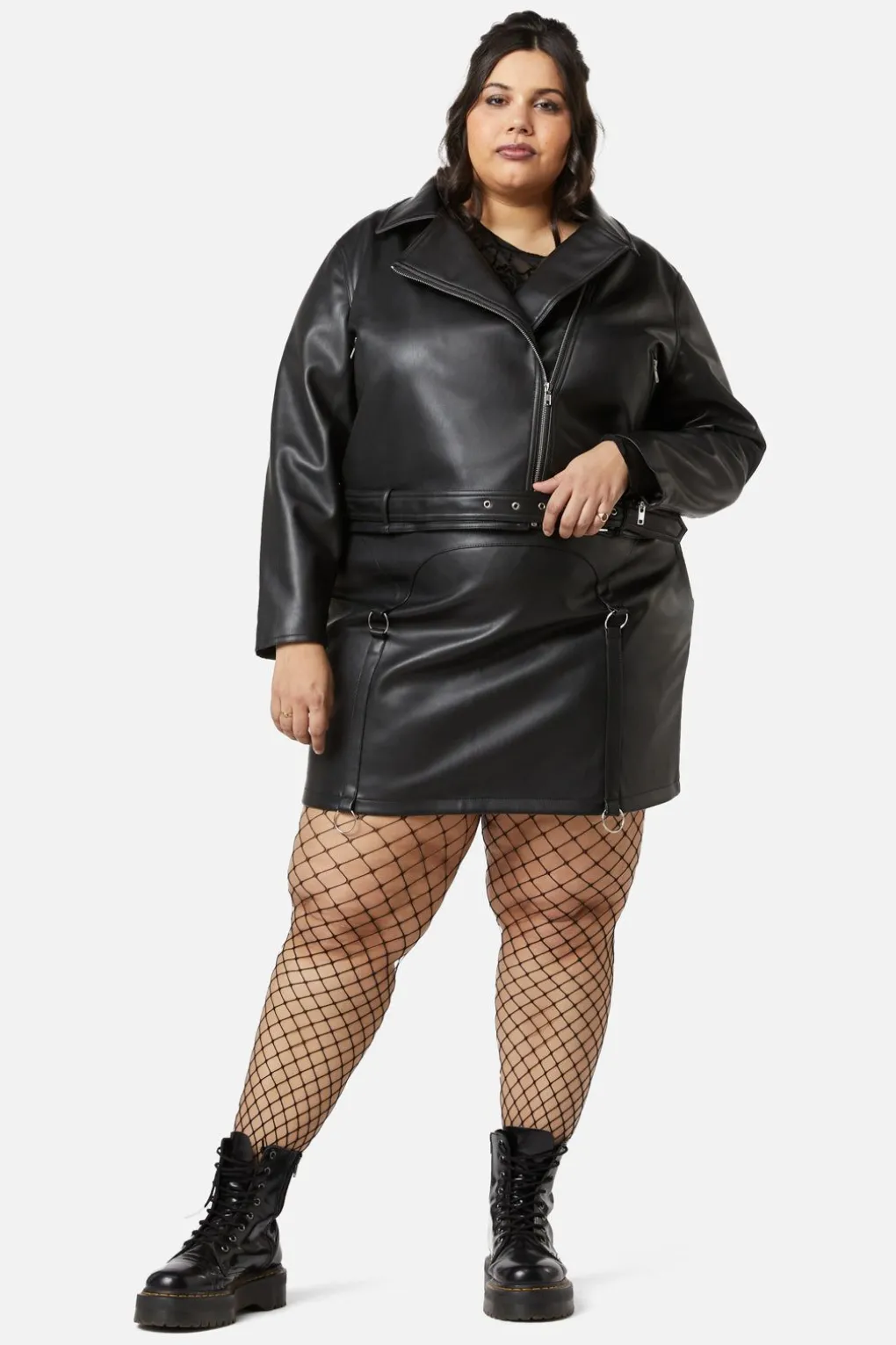 Curve Ornate Metal Pu Jacket
