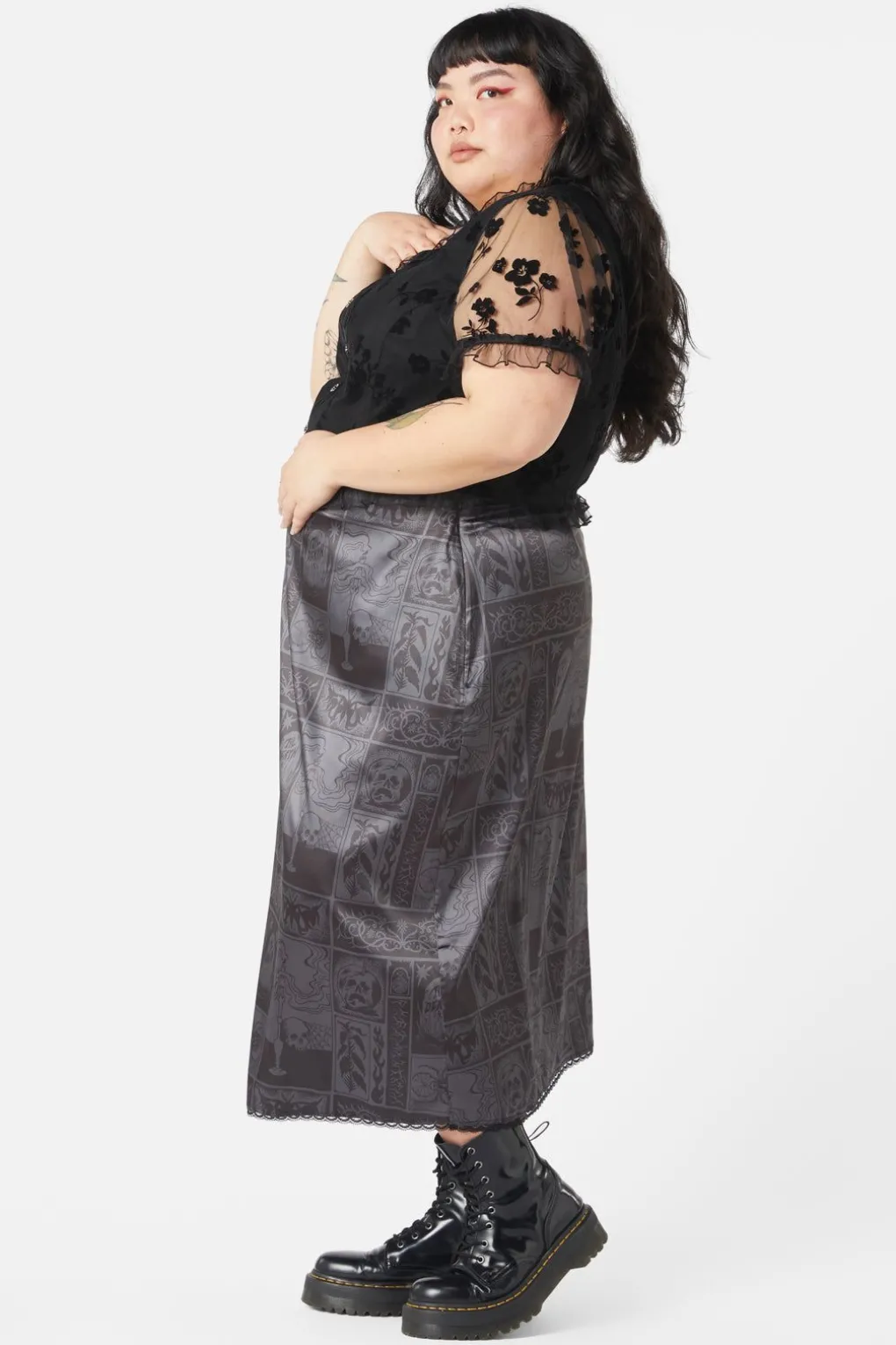 Curve Ruined Mansion Satin Brocade Skirt