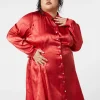 Curve Under Sentence Satin Dress