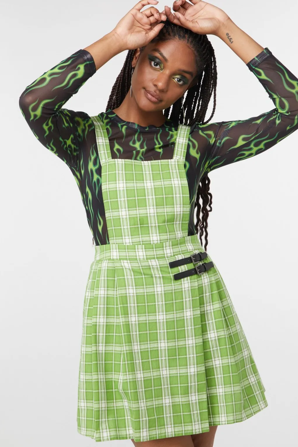 Dazed Tartan Pleat Pinny