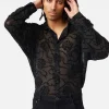 Decaying Days Flocked Mesh Long Sleeve Shirt