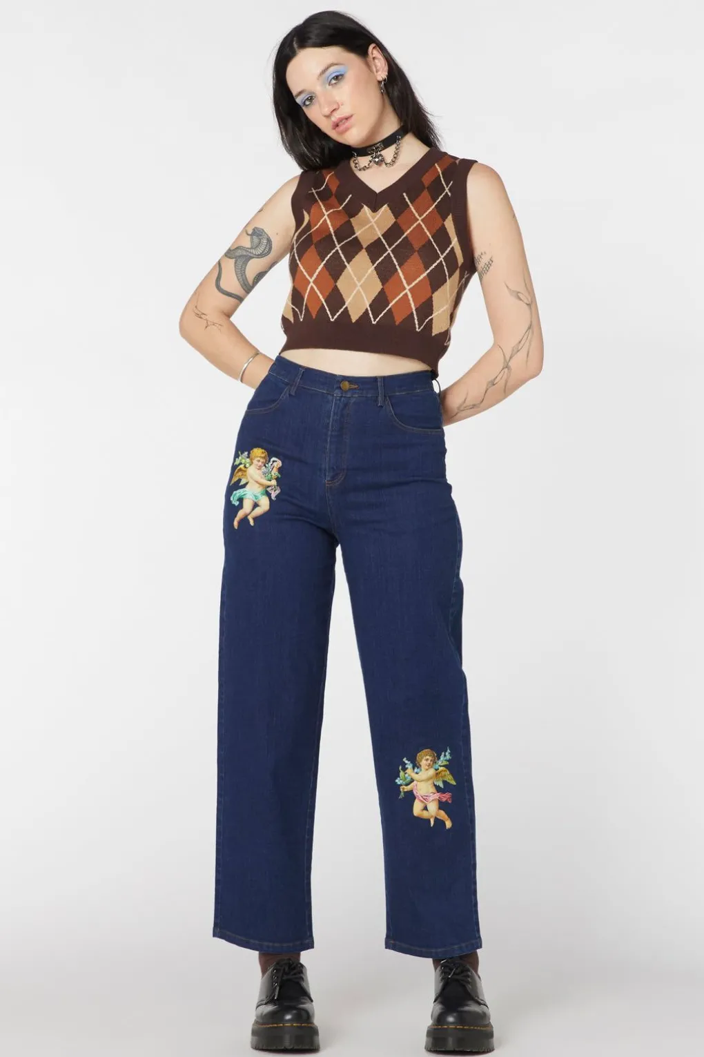 Denim Cherub Print Jean