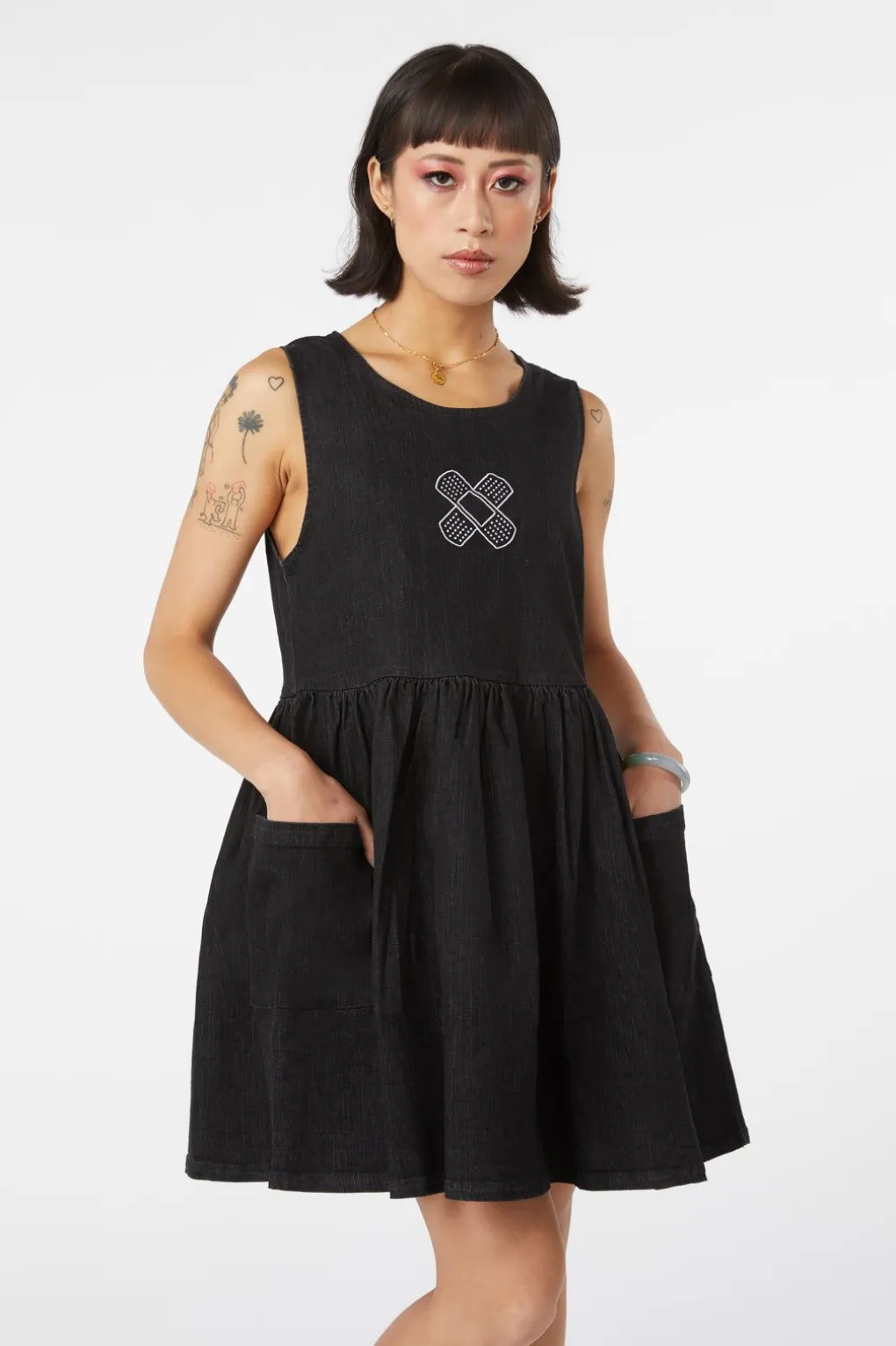 Embroidered Denim Pinafore