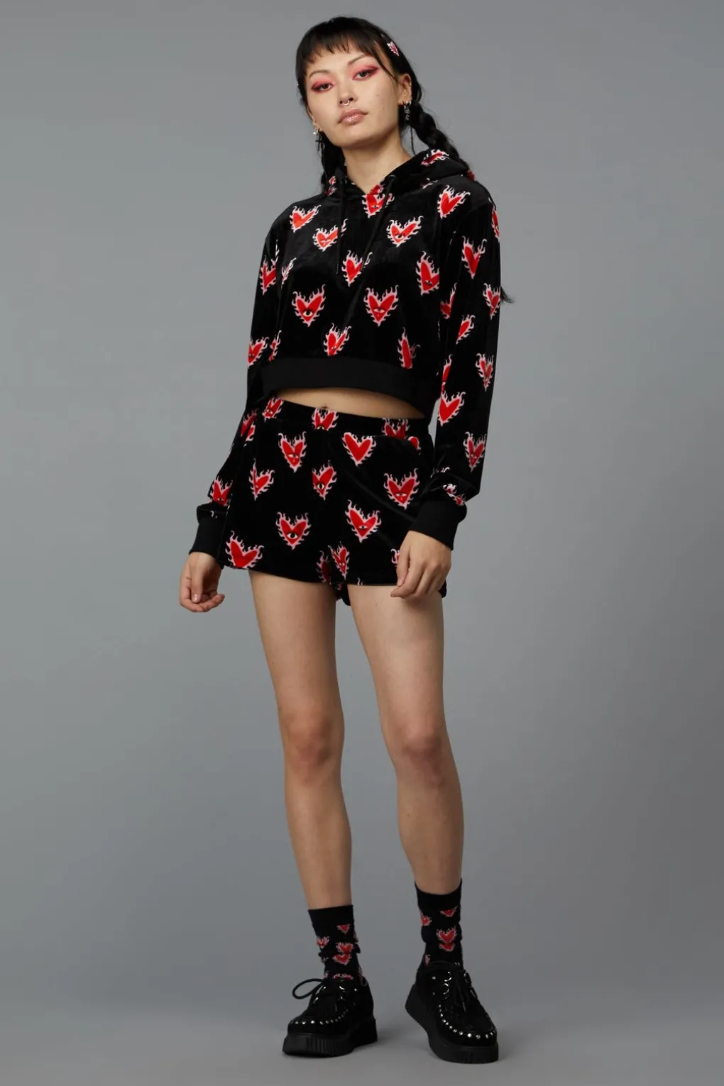 Flamin Hearts Velour Short