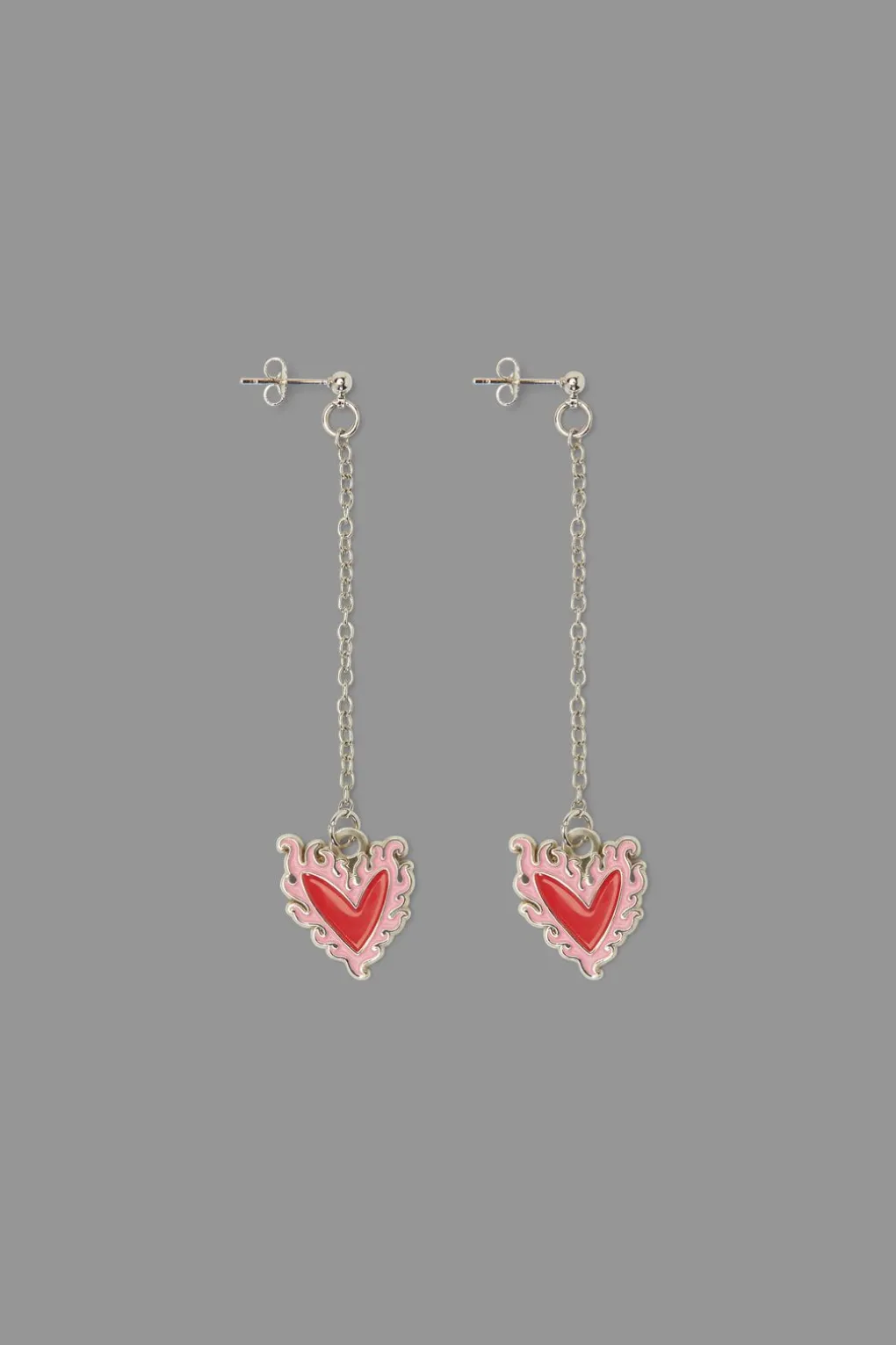 Flaming Heart Drop Earrings