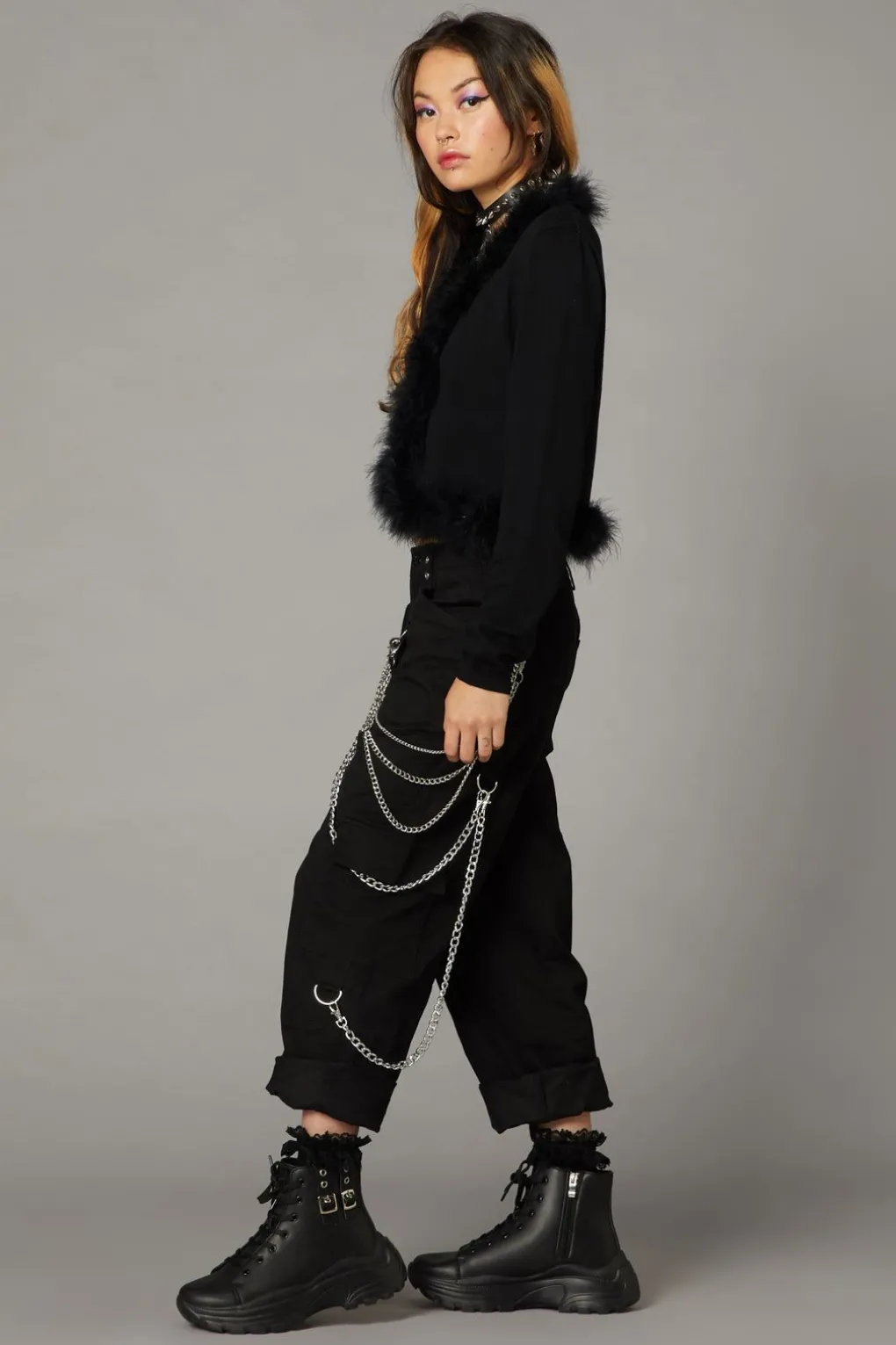Fluff Trim Cardigan