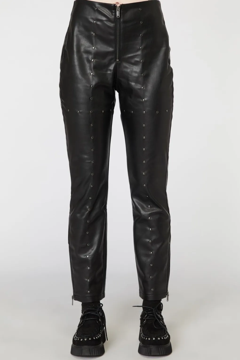 Goth Studded Pu Leggings