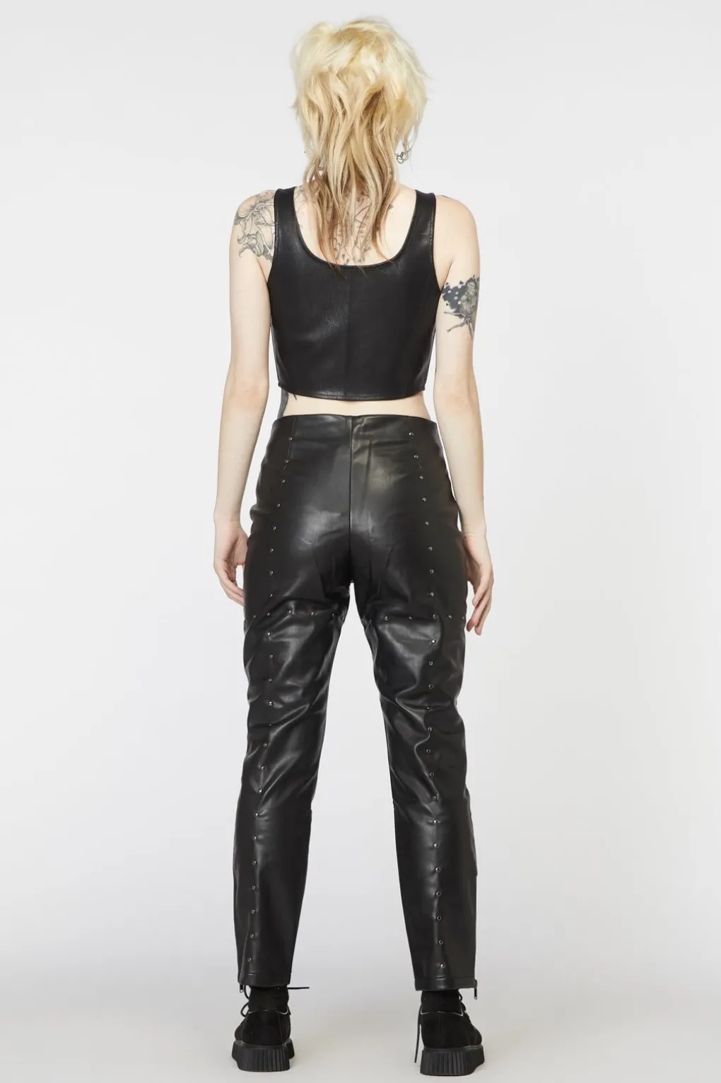 Goth Studded Pu Leggings