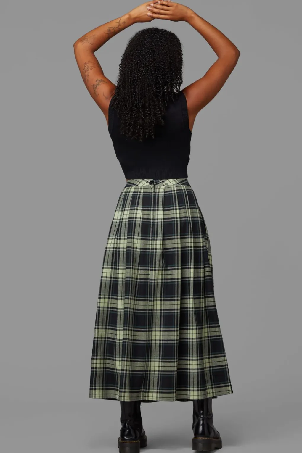 Haunted Bloom Tartan Skirt