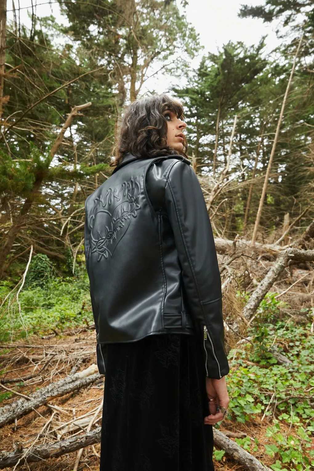 Heart Embossed Pu Jacket