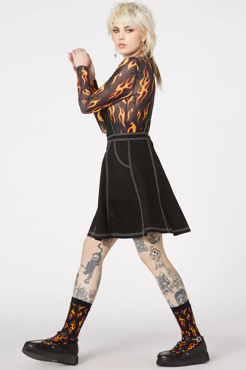 Metal Heart Zip Up Pinny