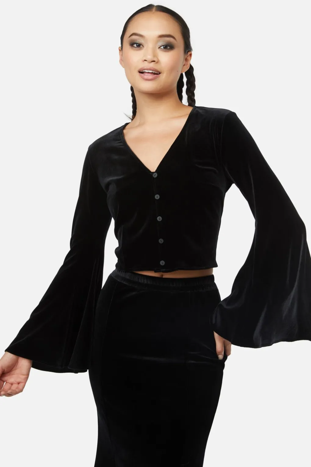 Obsidian Velvet Flare Top