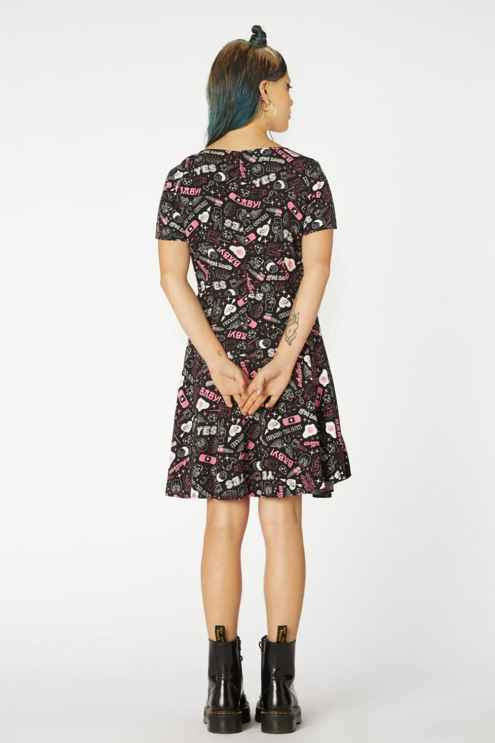 Printed Viscose Goth Dress