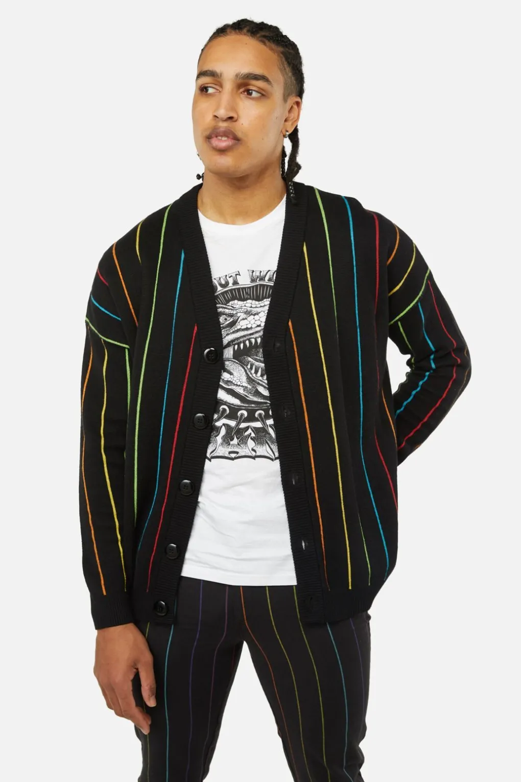 Rainbow Pin Stripe Os Cardi