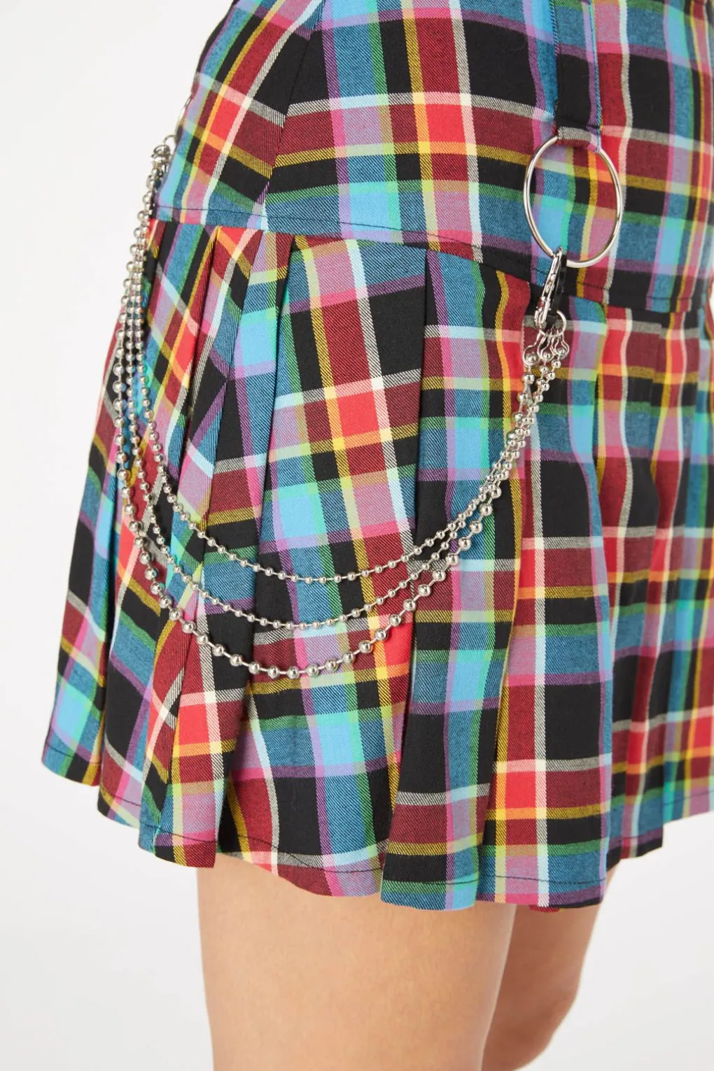 Rainbow Tartan Mini Skirt