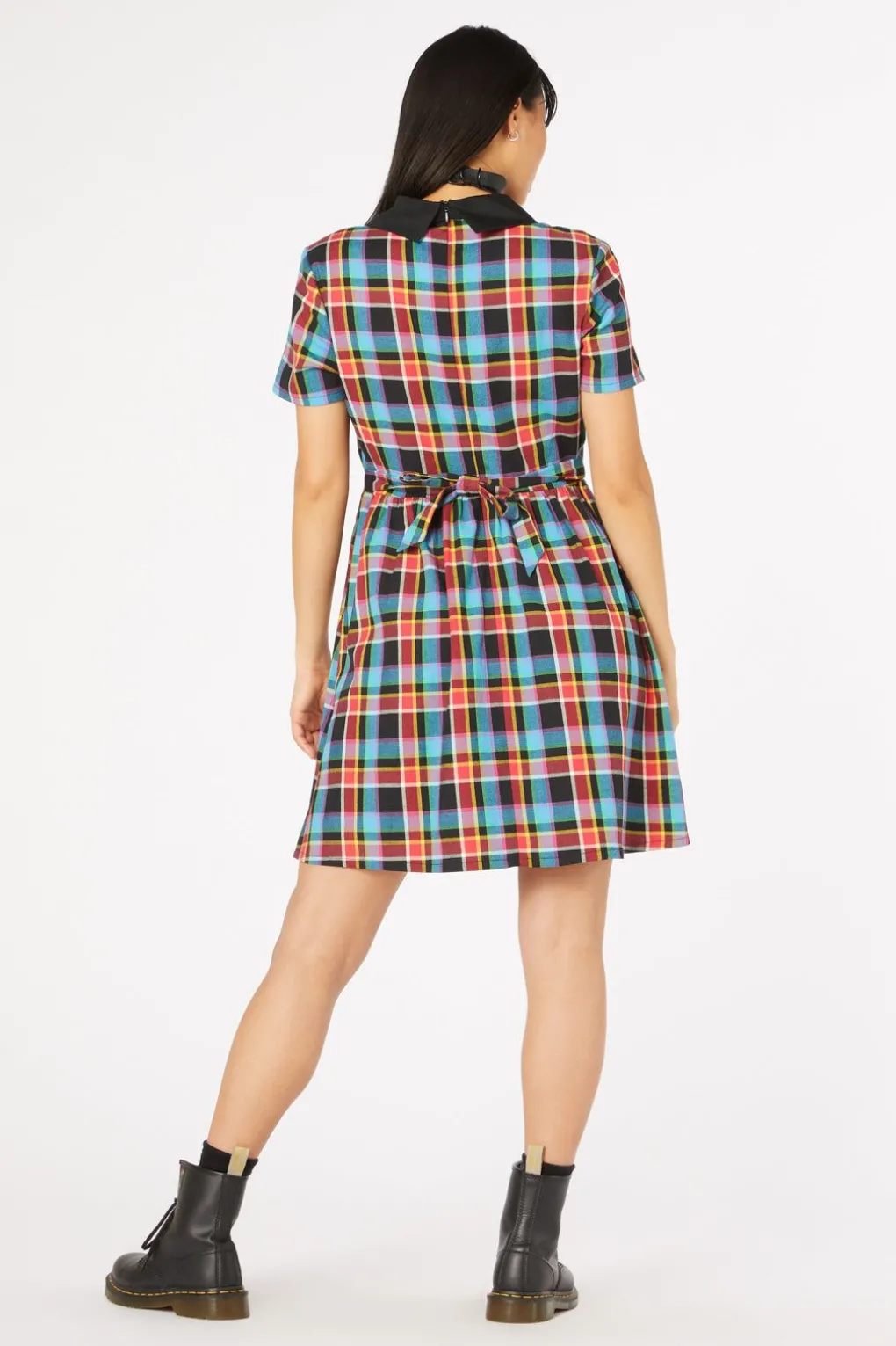 Rainbow Tartan Shirt Dress