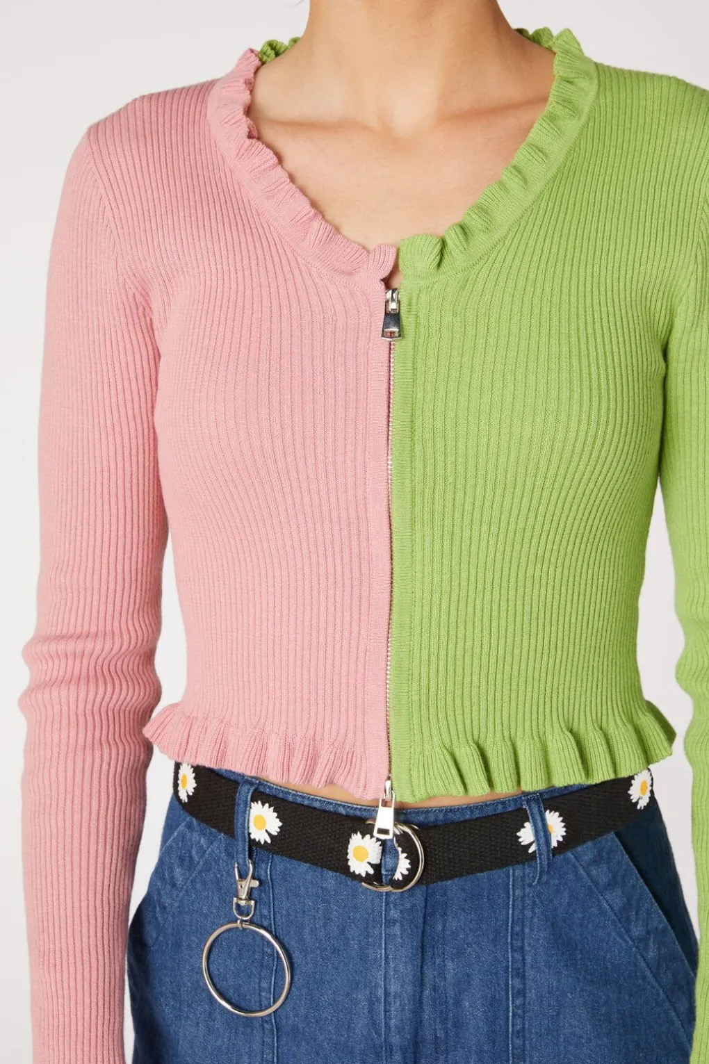 90S Split Zip Up Cardi
