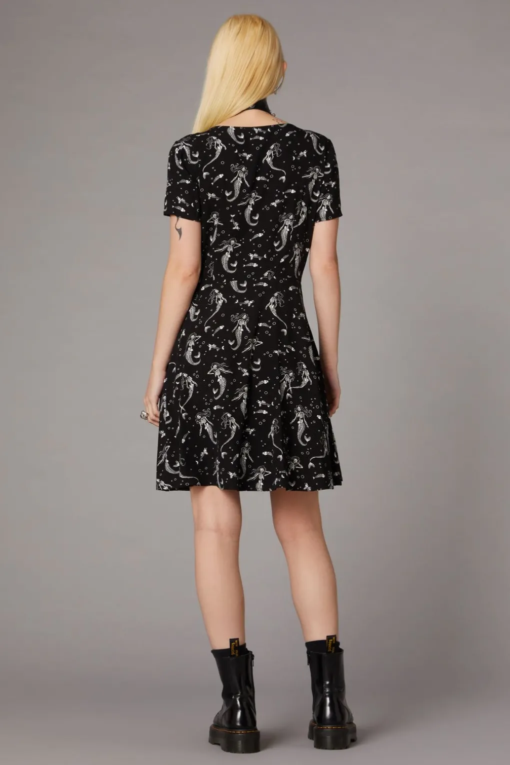 Skeleton Mermaid Print Dress