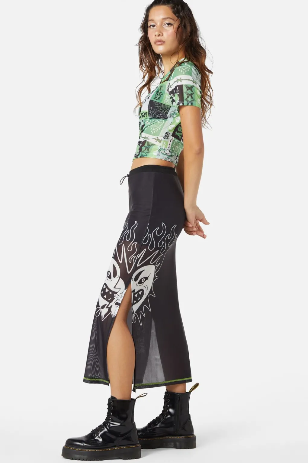 The End Mesh Drawstring Skirt