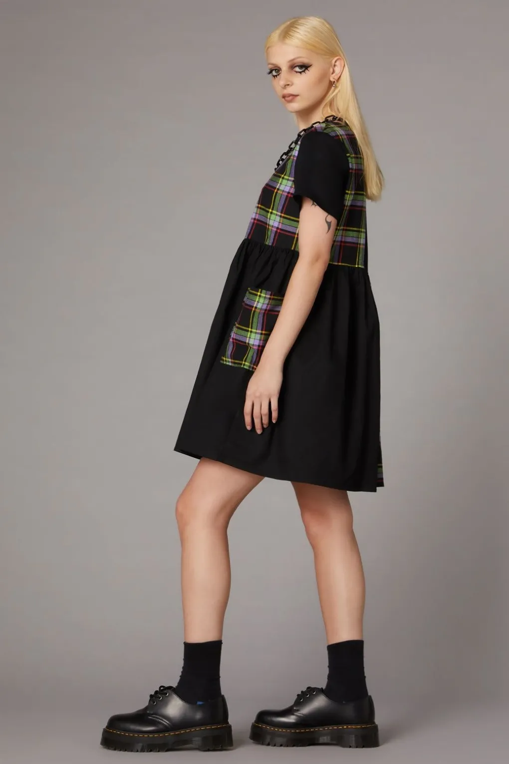 Vivid Tartan Goth Dress