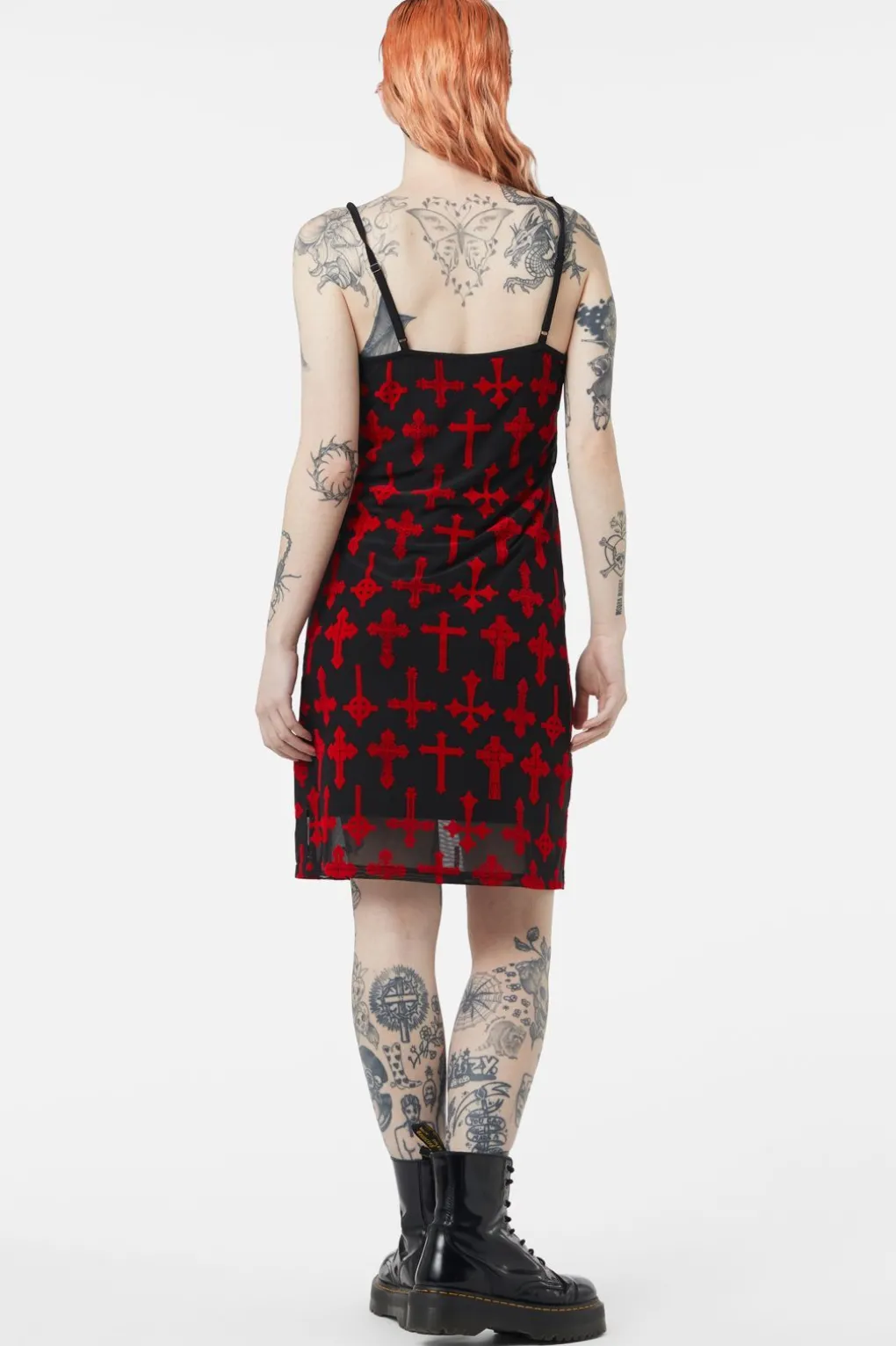 Vowed Flocked Mesh Dress