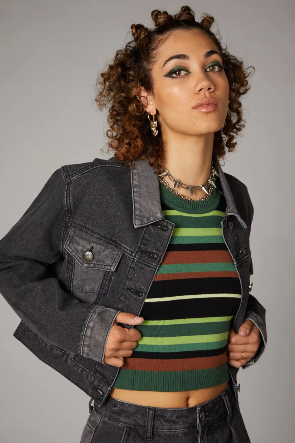 Washed Denim Goth Jacket